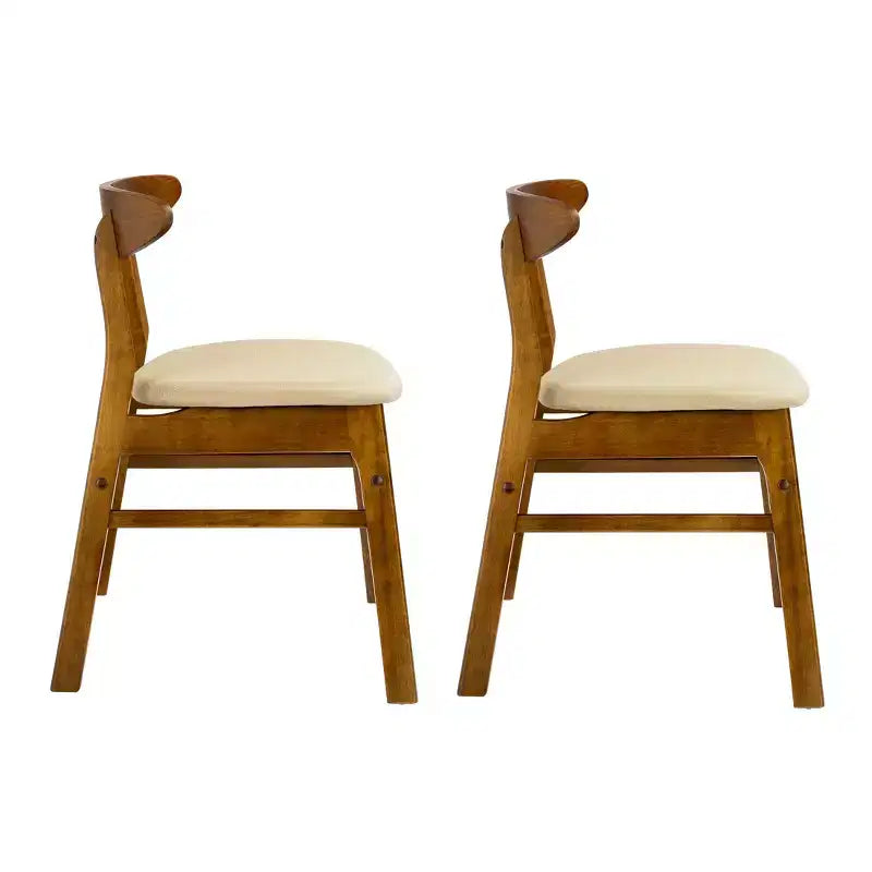WestinTrends Ensemble de salle à manger 5 pièces en bois massif de style Mid-Century, Noyer/Beige