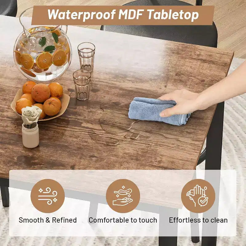 Ensemble de table à manger Zevemomo pour 4, ensemble de table de bar 5 pièces, table haute avec 4 tabourets en PU rembourrés, pour petits espaces, marron