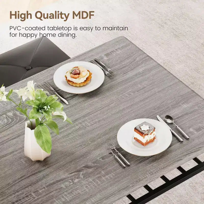 Ensemble de salle à manger Coolmee Square pour 4 personnes, table de cuisine avec plateau en bois, 2 chaises rembourrées et un banc, ensemble de salle à manger rustique avec rangement