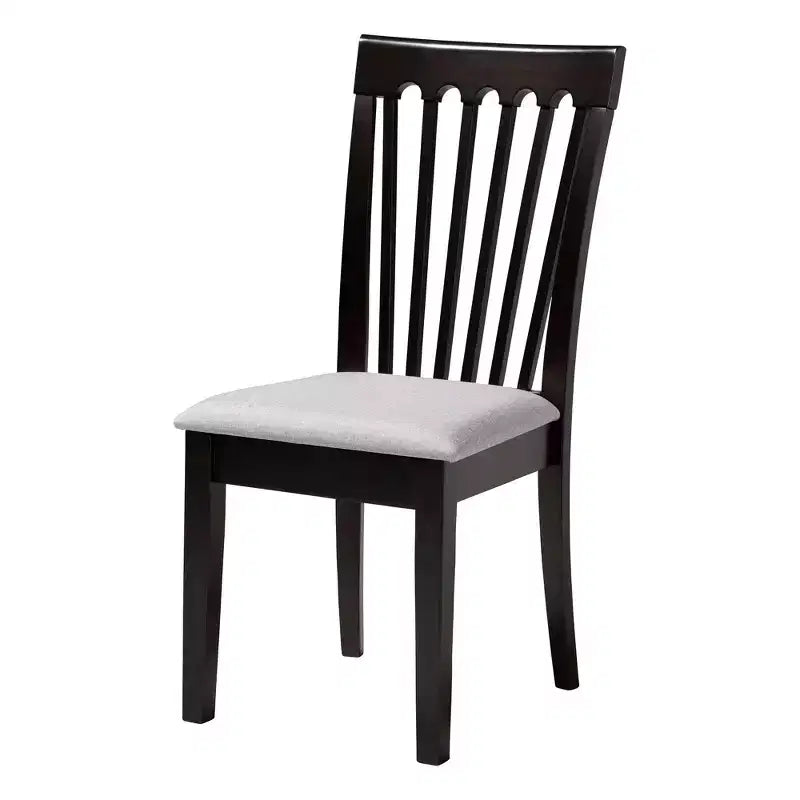 Ensemble de salle à manger 5 pièces Baxton Studio Lore avec tissu gris moderne et bois marron foncé