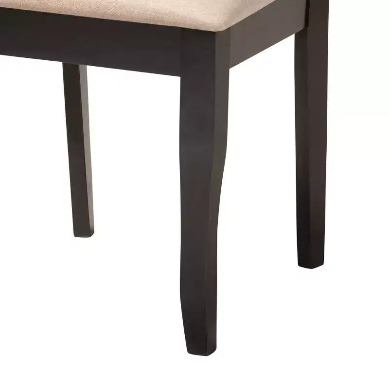 Ensemble de salle à manger 5 pièces Baxton Studio Selby en tissu sable moderne et bois marron foncé