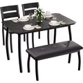 5-Piece Wood Dining Table Set, Upholstered Bench and 2 Chairs, Space-Saving Dinette Set for Studio, Kitchen, Dining Room