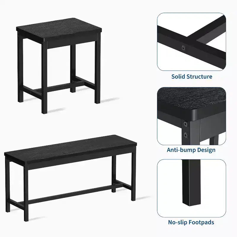 Ensemble de table de cuisine, table à manger extensible avec 2 bancs et 2 tabourets carrés, table de cuisine pour 8 personnes, assemblage facile