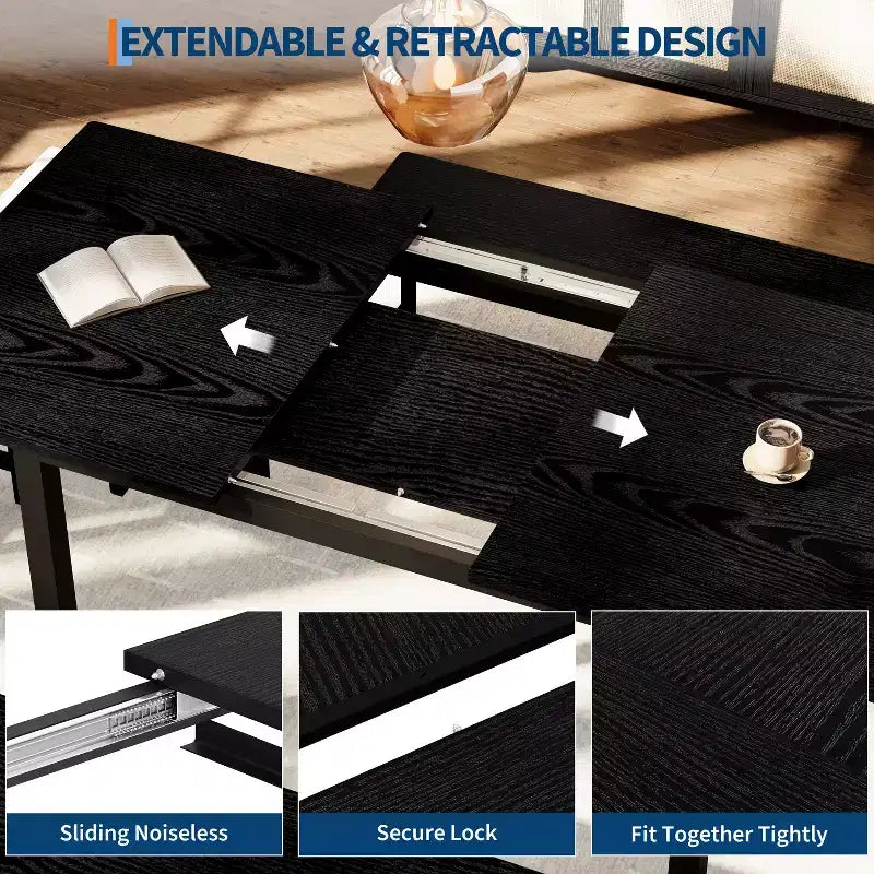 Ensemble de table de cuisine, table à manger extensible avec 2 bancs et 2 tabourets carrés, table de cuisine pour 8 personnes, assemblage facile