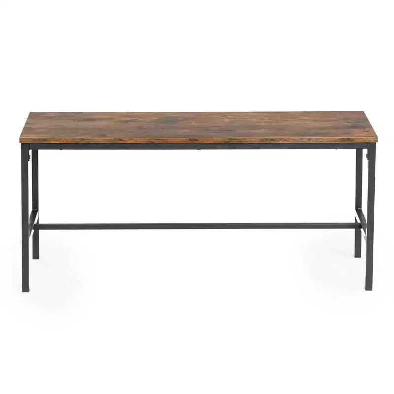 Ensemble de salle à manger 3 pièces FurnitureR avec 2 bancs, ensemble de cuisine et de salle à manger peu encombrant pour la maison ou le restaurant, cadre en métal et plateau en MDF, marron