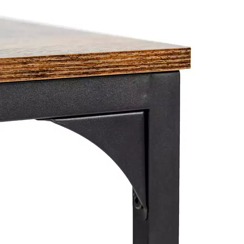 Ensemble de salle à manger 3 pièces FurnitureR avec 2 bancs, ensemble de cuisine et de salle à manger peu encombrant pour la maison ou le restaurant, cadre en métal et plateau en MDF, marron