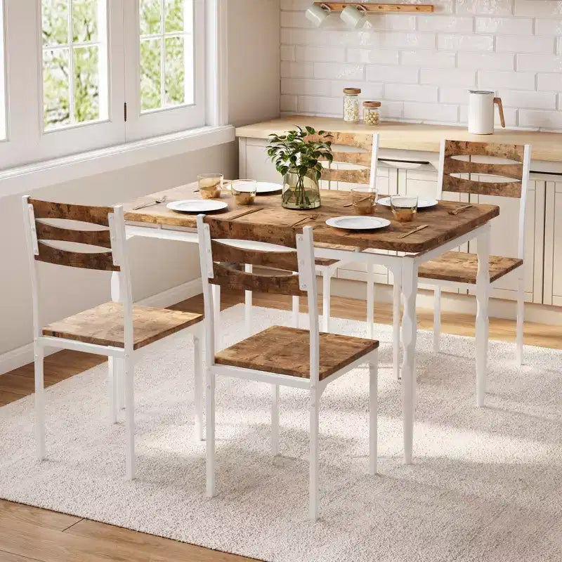 5 Piece Dining Table Set, Dining Table and Chairs Set for 4, Kitchen Table Set for Dining Room Kitchen Apartment