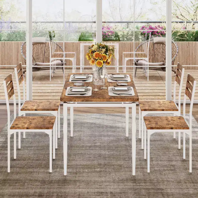 Ensemble de salle à manger 5 pièces, table et chaises pour 4 personnes, ensemble de cuisine pour salle à manger, cuisine, appartement