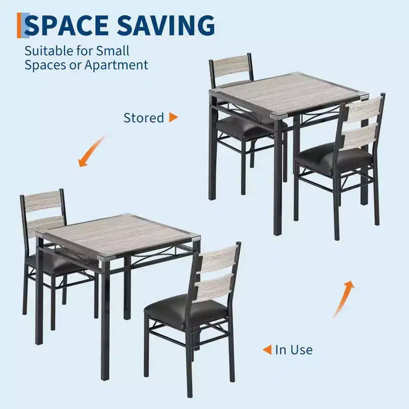 Ensemble Table à Manger pour 2, Table de Salle à Manger avec 2 Chaises Rembourrées, Ensemble Table et Chaises de Cuisine 3 Pièces en Bois avec Protection d'Angle pour Petits Espaces
