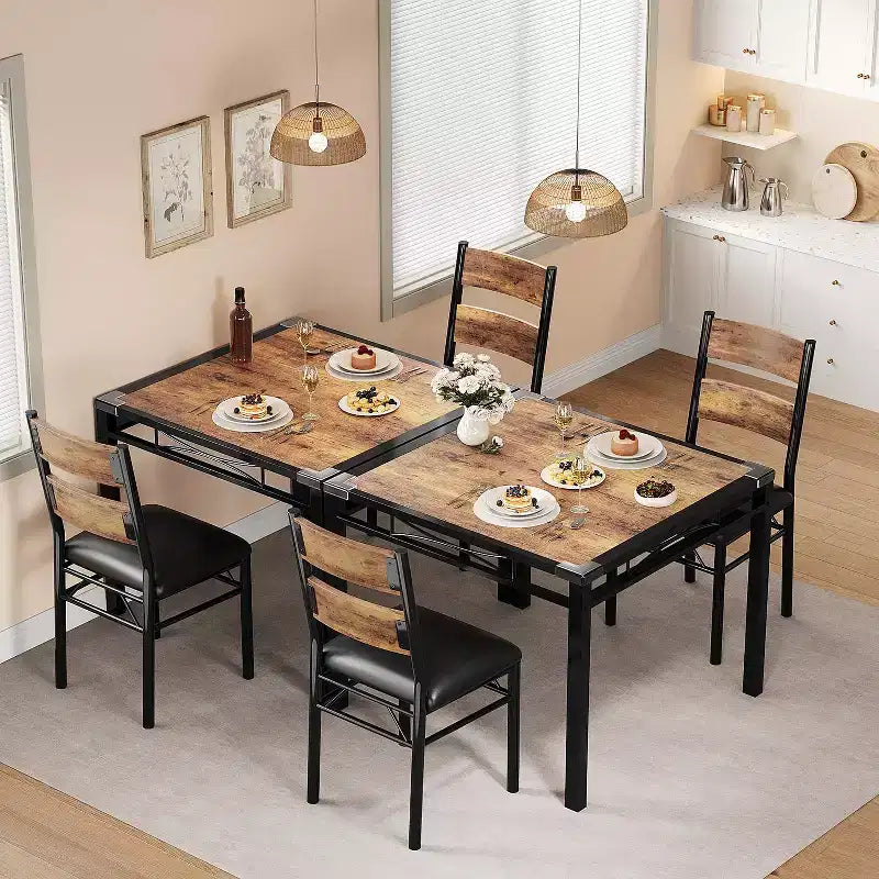 Ensemble Table à Manger pour 2, Table de Salle à Manger avec 2 Chaises Rembourrées, Ensemble Table et Chaises de Cuisine 3 Pièces en Bois avec Protection d'Angle pour Petits Espaces