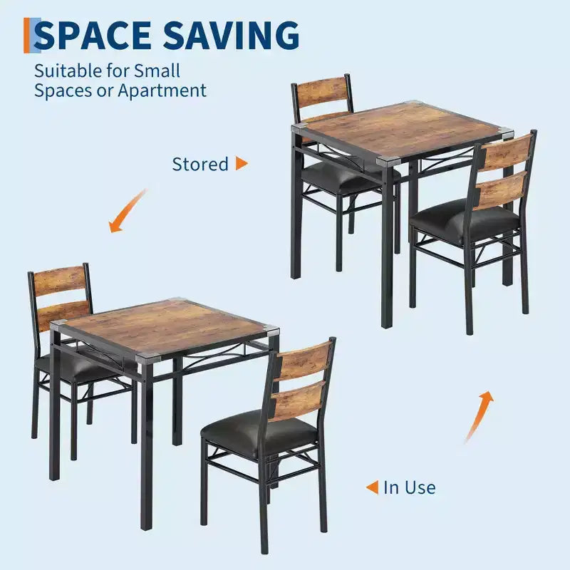 Ensemble Table à Manger pour 2, Table de Salle à Manger avec 2 Chaises Rembourrées, Ensemble Table et Chaises de Cuisine 3 Pièces en Bois avec Protection d'Angle pour Petits Espaces