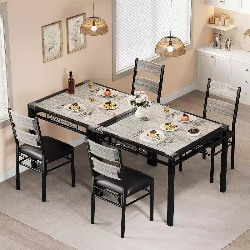 Ensemble Table à Manger pour 2, Table de Salle à Manger avec 2 Chaises Rembourrées, Ensemble Table et Chaises de Cuisine 3 Pièces en Bois avec Protection d'Angle pour Petits Espaces