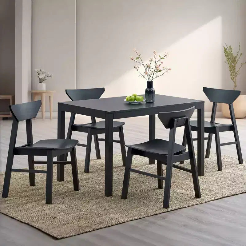 GDFStudio Ottilie 5-Piece Wooden Dining Set with Rectangular Table and 4 Chairs
