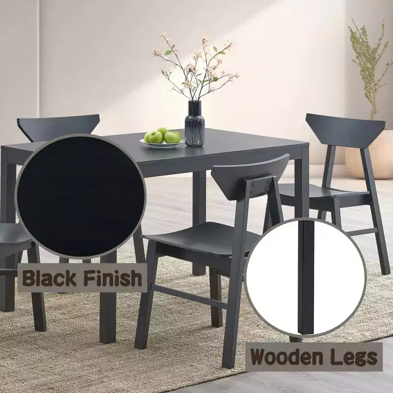 GDFStudio Ottilie, ensemble de salle à manger en bois 5 pièces avec table rectangulaire et 4 chaises