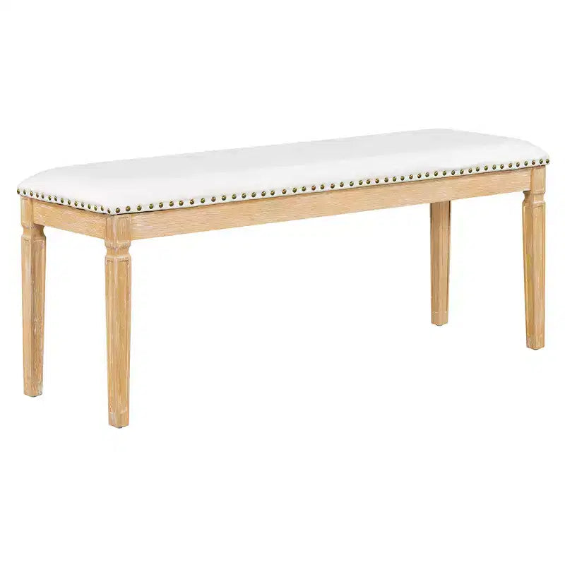 Ensemble de table à manger vintage Whisen et ensemble de table de cuisine rustique pour 6 personnes avec 4 chaises et un banc et des pieds sculptés rétro