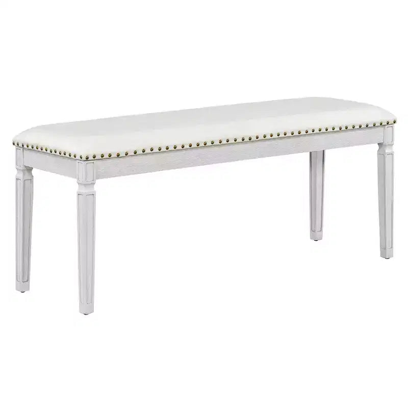 Ensemble de table à manger vintage Whisen et ensemble de table de cuisine rustique pour 6 personnes avec 4 chaises et un banc et des pieds sculptés rétro