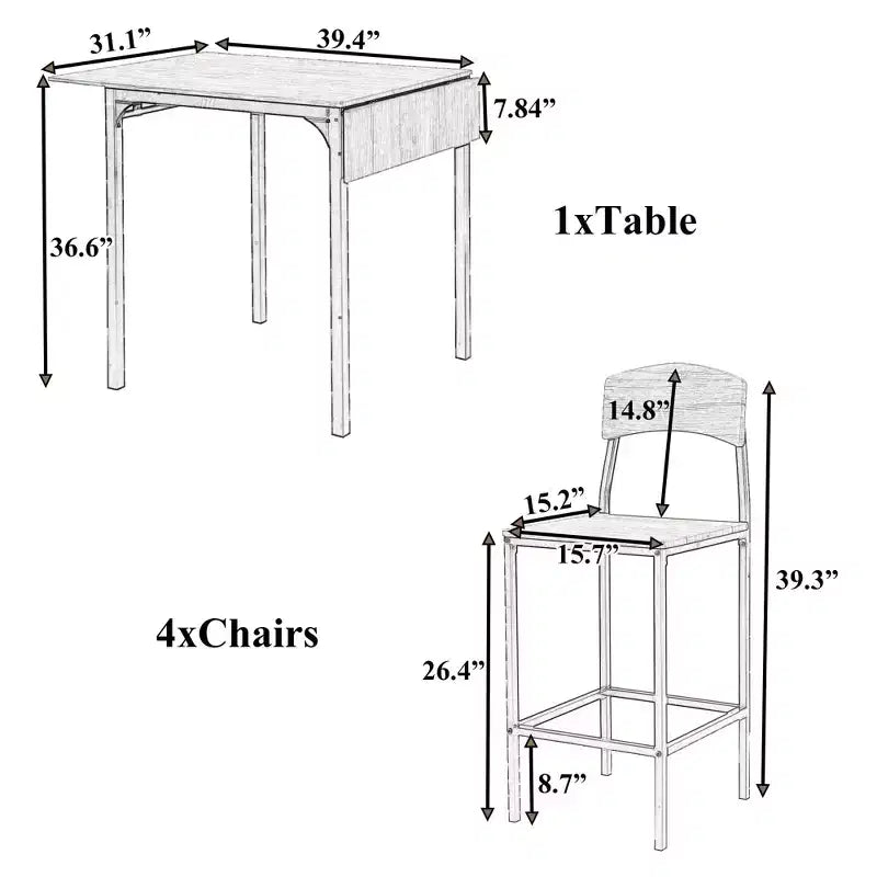 Ensemble de table à manger extra longue en bois vintage Okak et tabourets de coin repas, ensemble de salle à manger rectangulaire pour cuisine, salle à manger