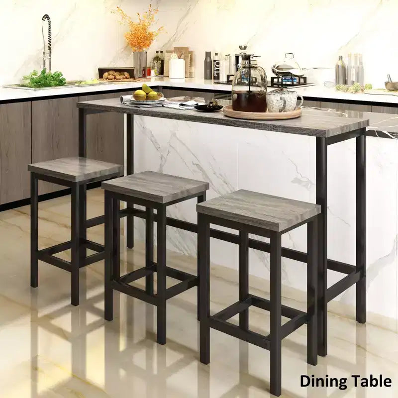 Ensemble de table à manger extra longue en bois vintage Okak et tabourets de coin repas, ensemble de salle à manger rectangulaire pour cuisine, salle à manger