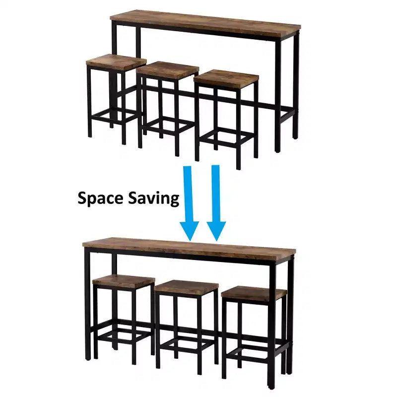 Ensemble de table à manger extra longue en bois vintage Okak et tabourets de coin repas, ensemble de salle à manger rectangulaire pour cuisine, salle à manger