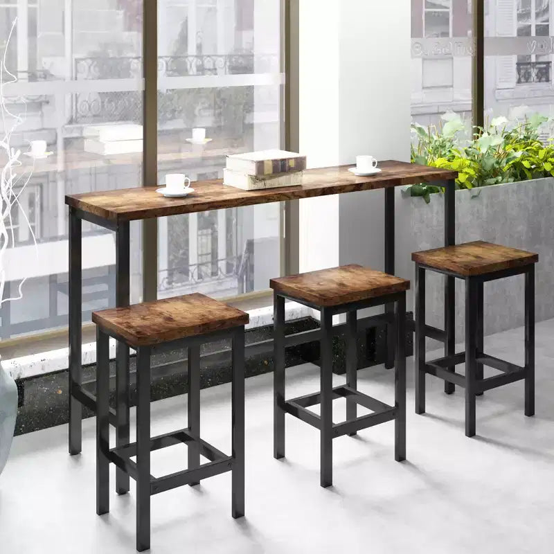 Okak Vintage Wood Extra Long Dining Table Set & Breakfast Nook Stools,Rectangular Dinette Set for Kitchen,Dining Room