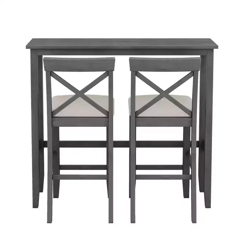 Ensemble table de bar et chaises de coin repas Okak Farmhouse, rectangulaire, pour cuisine et salle à manger