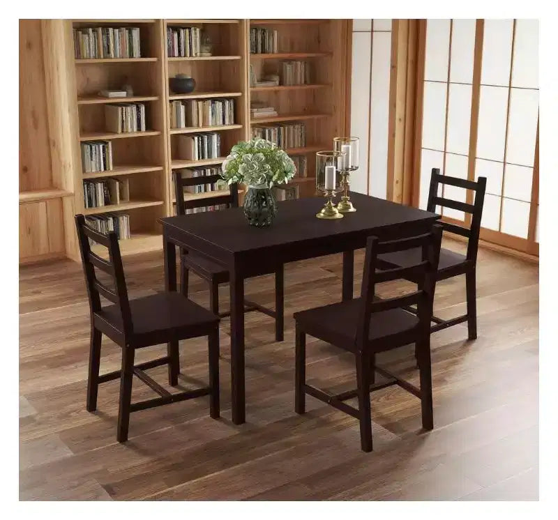Okak 5-Piece Modern Style Dining Table Set & Flated Back Chairs for Kitchen,Dining Room,Vintage Dinette Set with Solid Wood Frame
