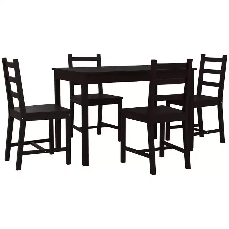 Ensemble table à manger 5 pièces de style moderne Okak et chaises à dossier plat pour cuisine, salle à manger, ensemble dinette vintage avec cadre en bois massif