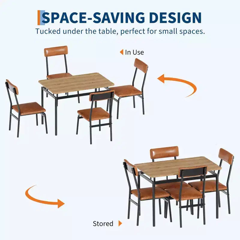 Ensemble de salle à manger industriel pour 4 personnes, table de cuisine en bois, ensemble de meubles de coin petit-déjeuner de style ferme, pour salle à manger, appartement, studio