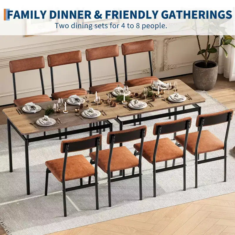 Ensemble de salle à manger industriel pour 4 personnes, table de cuisine en bois, ensemble de meubles de coin petit-déjeuner de style ferme, pour salle à manger, appartement, studio