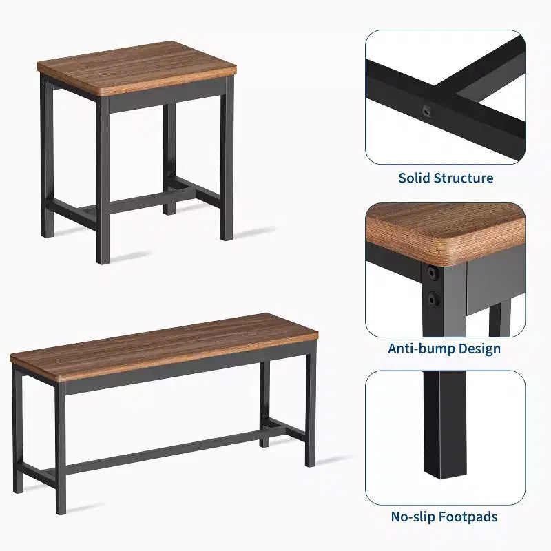 Ensemble de salle à manger extensible 5 pièces pour 4 à 8 personnes, 2 bancs et 2 tabourets, meubles de salle à manger modernes, montage facile