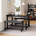 Dining Table Set for 4, Small Kitchen Table Set, Modern Industrial Wooden Kitchen Table, 2 Upholstered Bench, Metal Frame, for Living Room