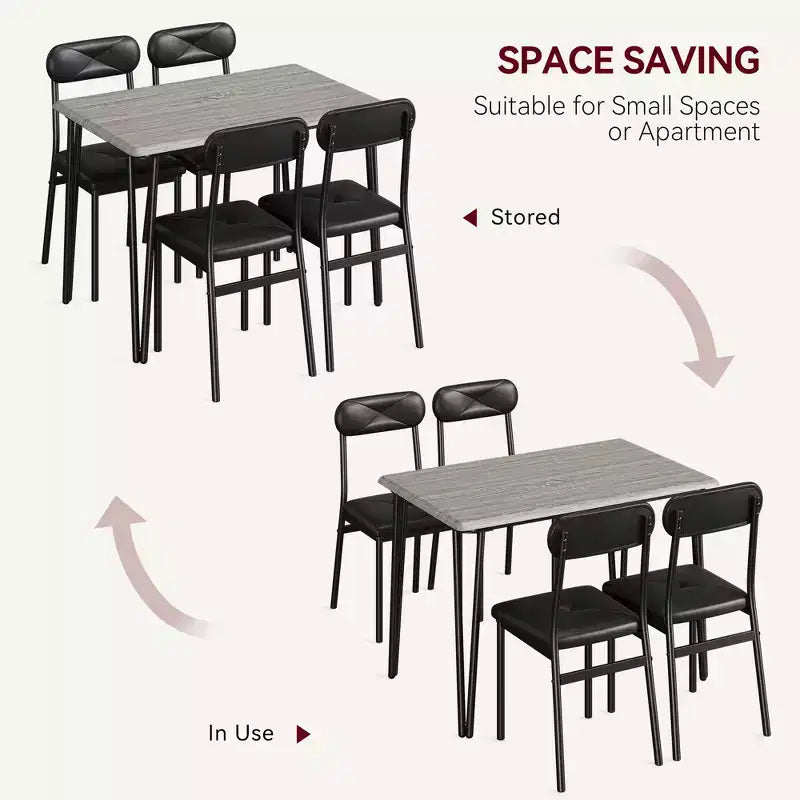 Ensemble table et chaises de salle à manger pour 4 personnes, table de cuisine rectangulaire et ensemble de dînette, ensemble de meubles de salle à manger modernes en bois, pour cuisine, maison