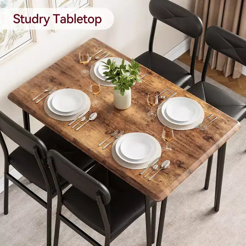 Ensemble table et chaises de salle à manger pour 4 personnes, table de cuisine rectangulaire et ensemble de dînette, ensemble de meubles de salle à manger modernes en bois, pour cuisine, maison