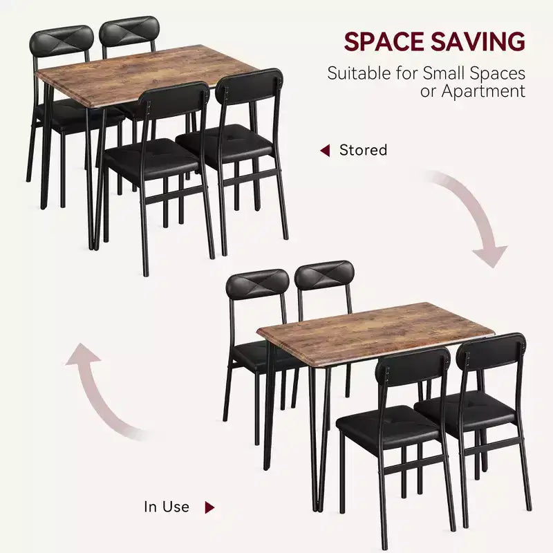 Ensemble table et chaises de salle à manger pour 4 personnes, table de cuisine rectangulaire et ensemble de dînette, ensemble de meubles de salle à manger modernes en bois, pour cuisine, maison