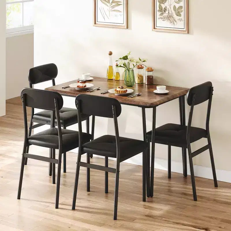 Dining Table Set for 4, Rectangular Kitchen Table and Dinette Accent Set, Modern Wooden Dining Room Furniture Set, for Kitchen Room, Home
