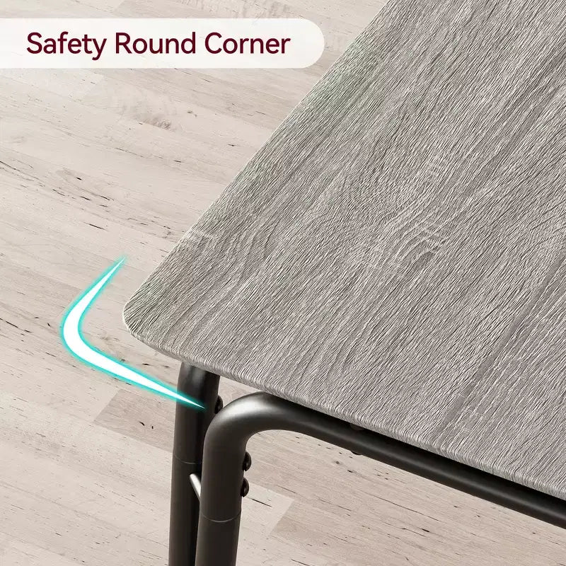 Ensemble de table à manger 5 pièces, pour 4 personnes, table carrée, cadre en métal, panneau MDF, chaises rembourrées, montage facile, pour la maison