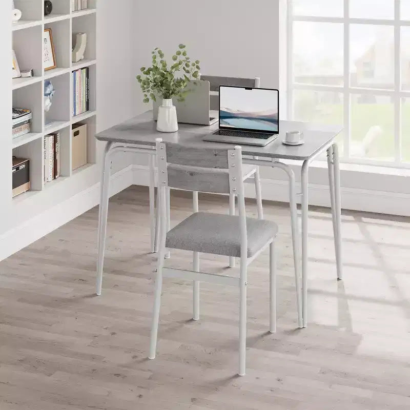 Ensemble de table à manger 5 pièces, pour 4 personnes, table carrée, cadre en métal, panneau MDF, chaises rembourrées, montage facile, pour la maison