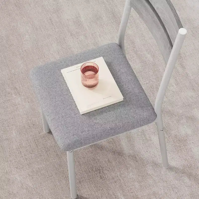 Ensemble de table à manger 5 pièces, pour 4 personnes, table carrée, cadre en métal, panneau MDF, chaises rembourrées, montage facile, pour la maison