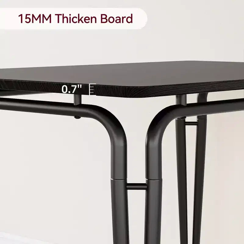 Ensemble de table à manger 5 pièces, pour 4 personnes, table carrée, cadre en métal, panneau MDF, chaises rembourrées, montage facile, pour la maison