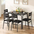 5 Piece Dining Table Set, Kitchen Dining Room Table Set for 4, Square Table, Metal Frame, MDF Board, Upholstered Chairs, Easy Assembly, for Home