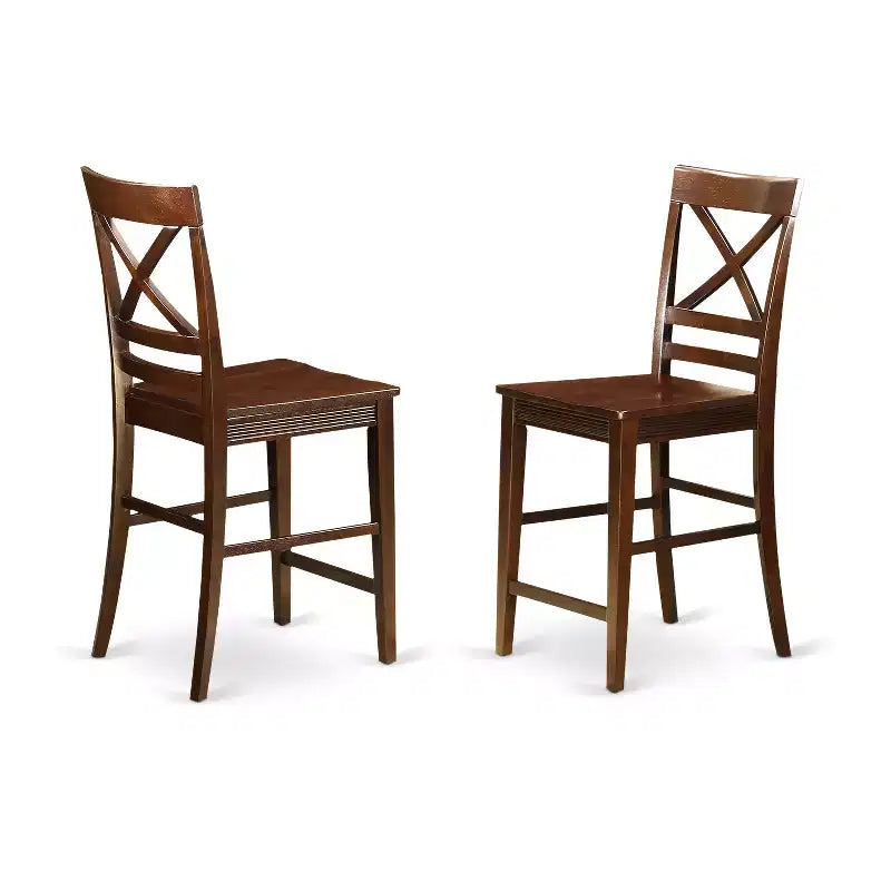 Ensemble de table à hauteur de comptoir - Table de pub et tabourets 5 pièces - Ensemble de salle à manger rond - Fini crème et cerise