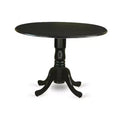 3-Piece Black Finish Solid Wood Top-Round Upholstered Dining Room Set -Seats 4