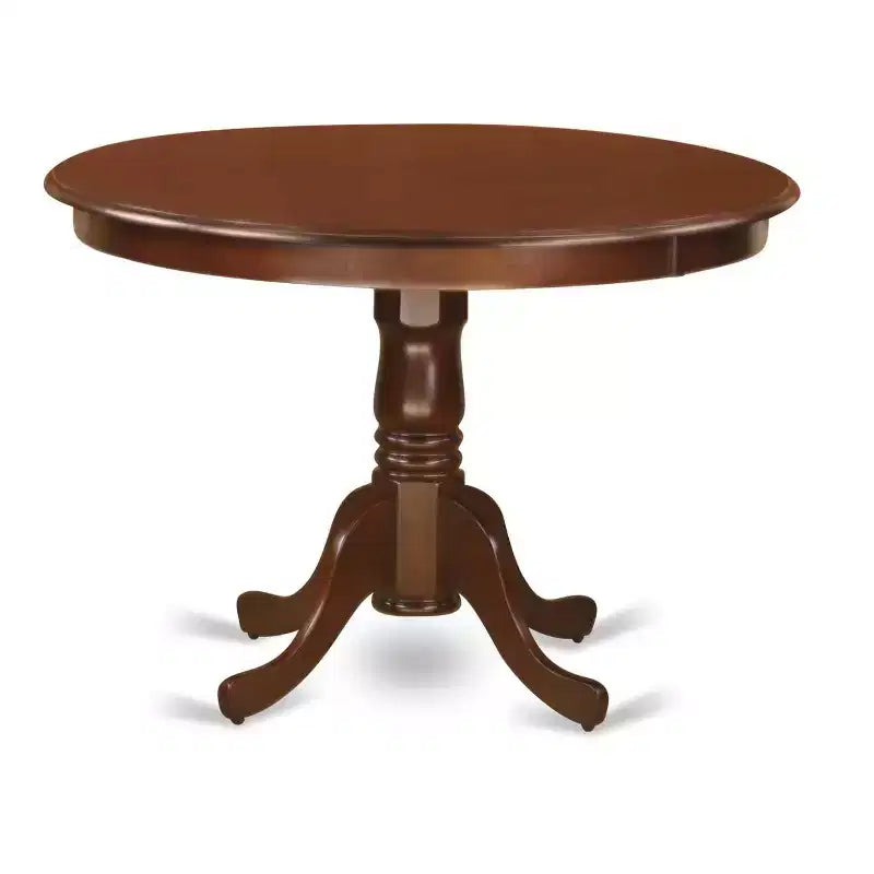 Table de salle à manger HomeStock 5 pièces ronde en bois massif finition acajou avec 4 chaises