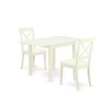 HomeStock 3-Piece Linen White Finish Solid Wood Top Dining Table Set