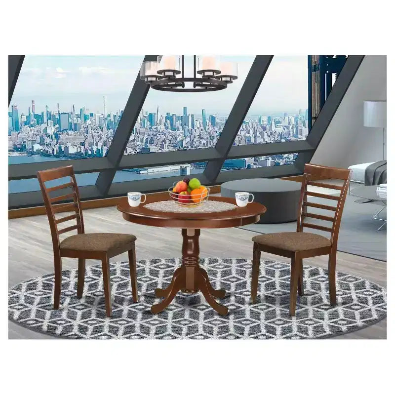 Ensemble table de cuisine ronde avec 4 chaises - Table de salle à manger moderne en bois