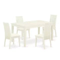 5-Piece Linen White Finish Solid Wood Top - Dining Room Set - Seats-4