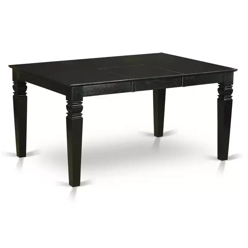 Ensemble de cuisine pour chalet côtier - Table rectangulaire 5 pièces avec rallonge et 4 chaises Parsons - Pieds noirs