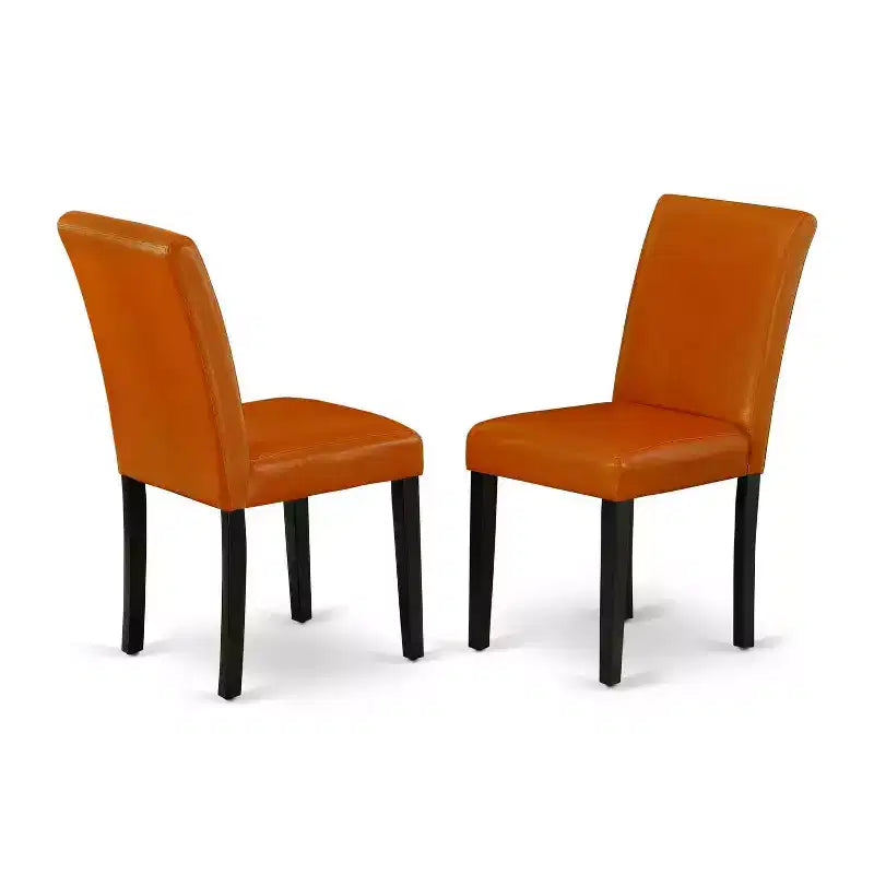 Ensemble de cuisine pour chalet côtier - Table rectangulaire 5 pièces avec rallonge et 4 chaises Parsons - Pieds noirs