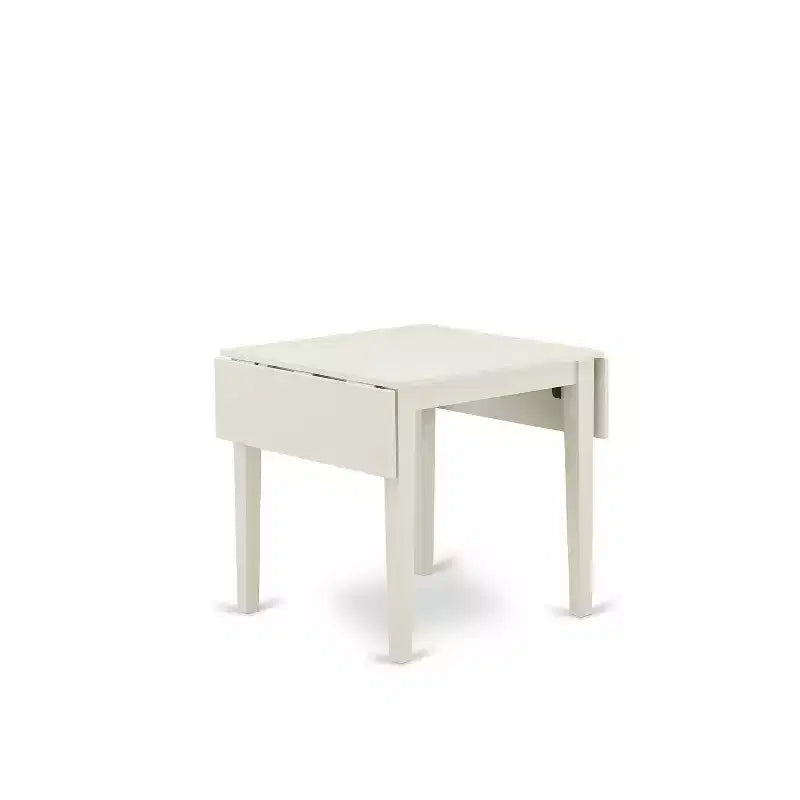 Ensemble de salle à manger rectangulaire 5 pièces, plateau en bois massif finition blanc lin, sièges rembourrés (4 places)