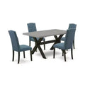 HomeStock 5-Piece Natural Oak Finish Solid Wood Top Dining table with 4 Chairs